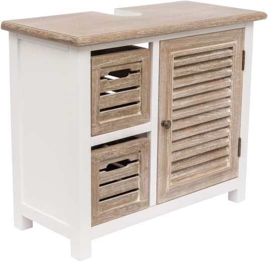 Kansas Wood Bathroom Sink Cabinet with Drawers Wooden Baskets for Narrow Bathroom Cabinet Bathroom Furniture (White)