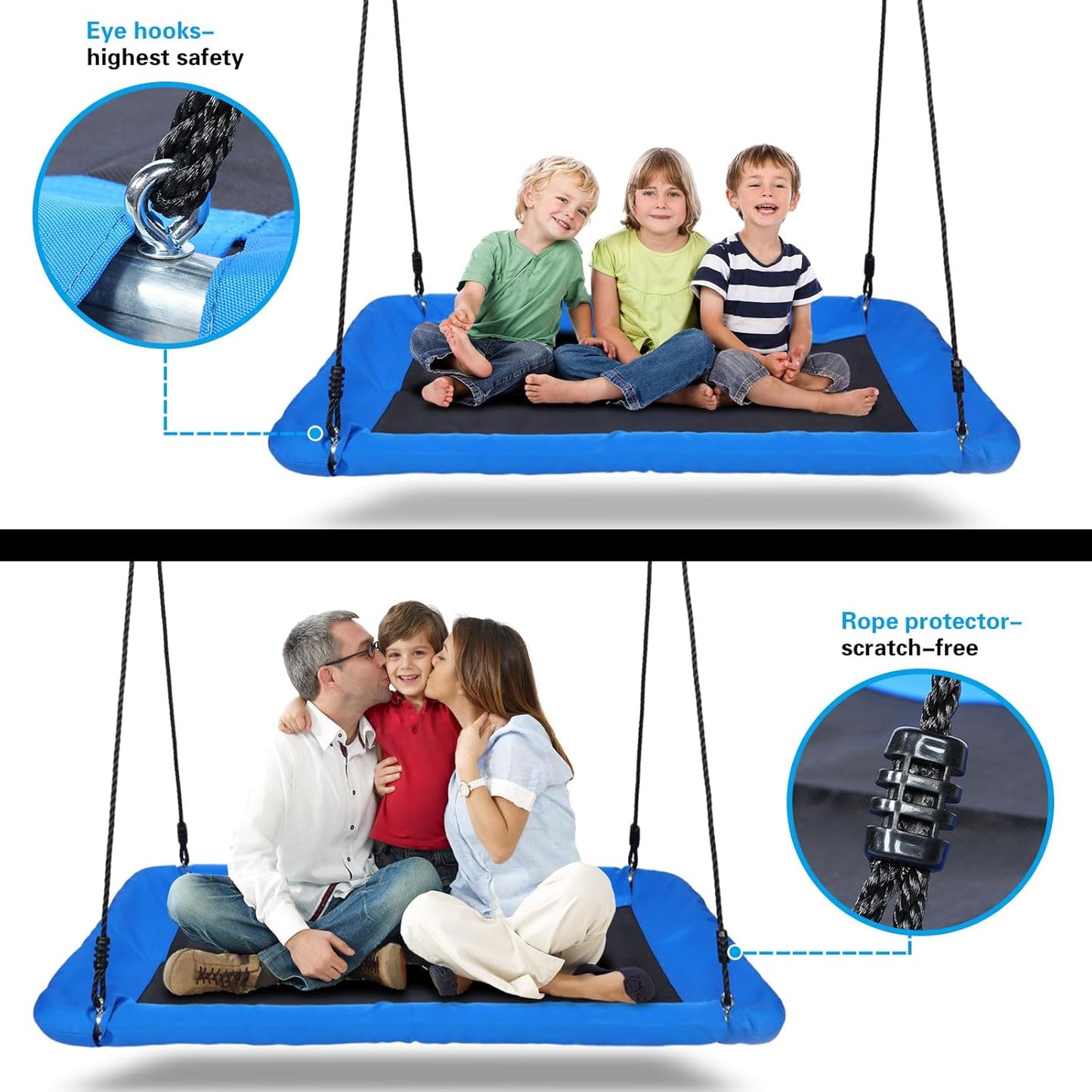 GCCSJ 800lb Giant 60" Platform Tree Swing for Kids and Adults，Rectangular Outdoor Tree Swing with 2 Hanging Straps