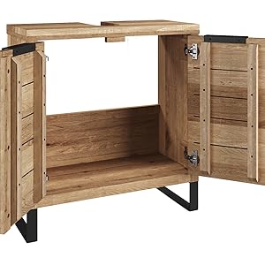 Woodkings Sydney Vanity Unit I Narrow Bathroom Cabinet W x H x D: 56 x 60 x 25 cm I Bathroom Furniture Made of Solid Wood Wild Oak I Small Vanity Unit for Bathroom or Guest Toilet