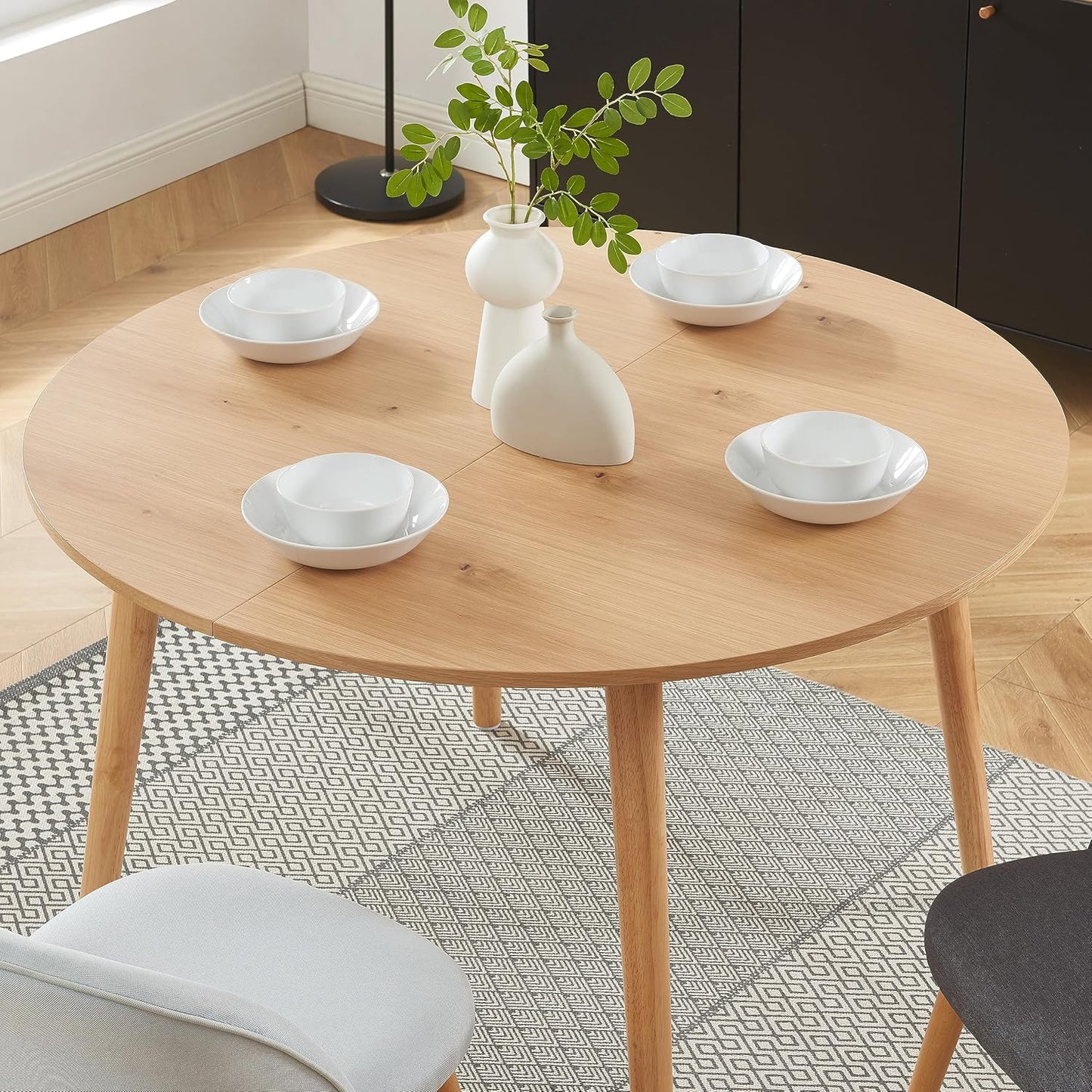 BAÏTA Oracle Oak Veneer Extendable Table 120 to 160 cm