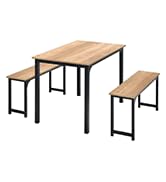 Esszimmertisch, 180 x 79 cm, rechteckiger Küchentisch aus Holz und Metall, bis 135 kg, Esstisch für 6-8 Personen, großer Tisch für Esszimmer, Wohnzimmer, Restaurant, Braun+schwarz