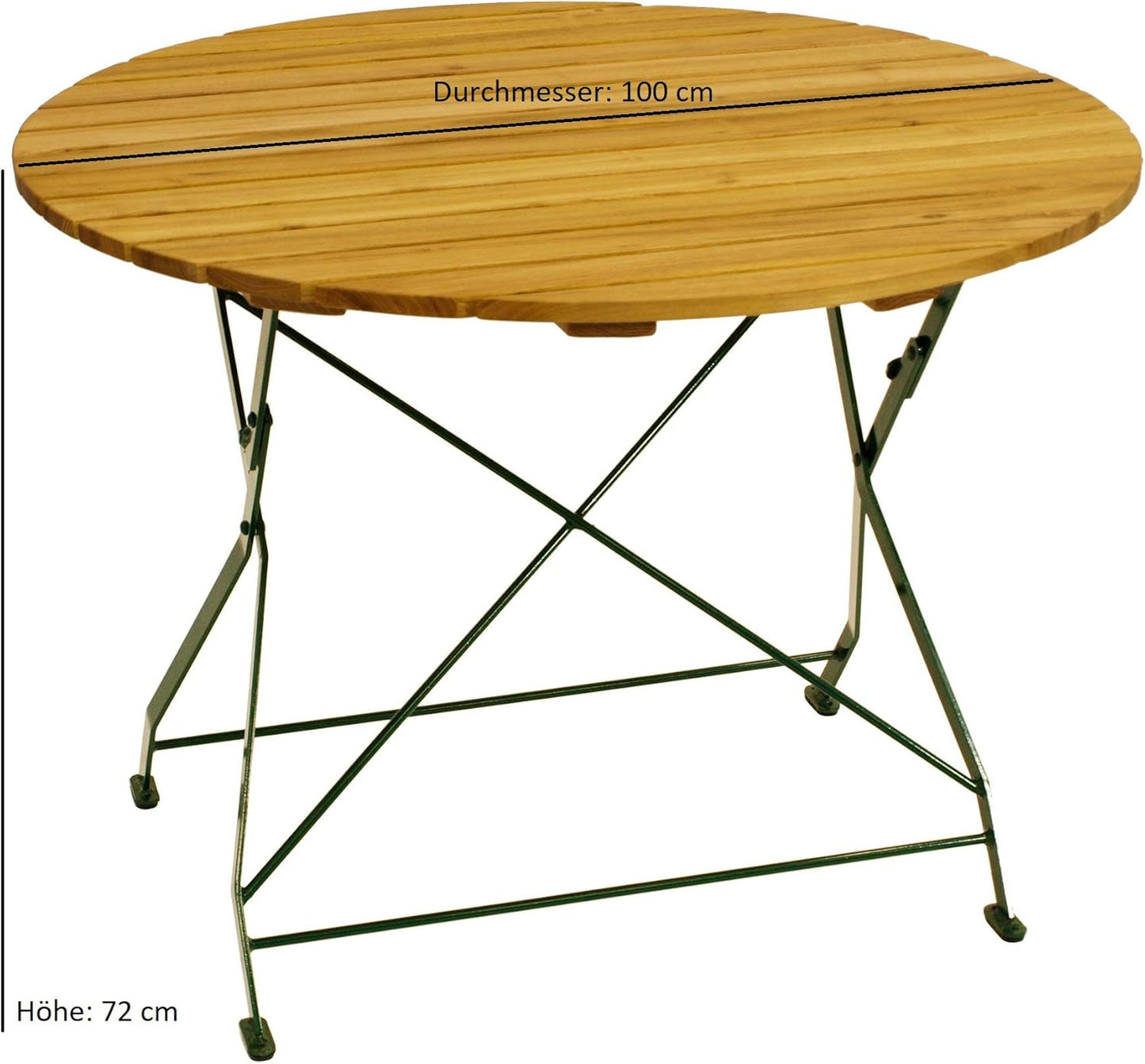 Garden Table 100 cm Round Folding Flat Steel Green + Robinia Outdoor