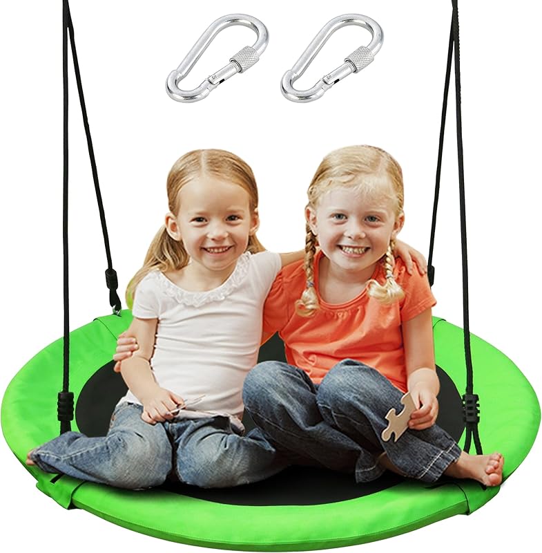 Saucer Tree Swing Seat for Kids 40 Inch Outdoor Round Tree Swing for Children Flying Saucer Swing with Adjustable Ropes Blue