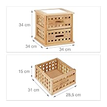 Beistelltisch Walnuss, quadratischer Nachtschrank aus Naturholz mit 2 Schubladen, HBT: 34 x 34 x 34 cm, natur