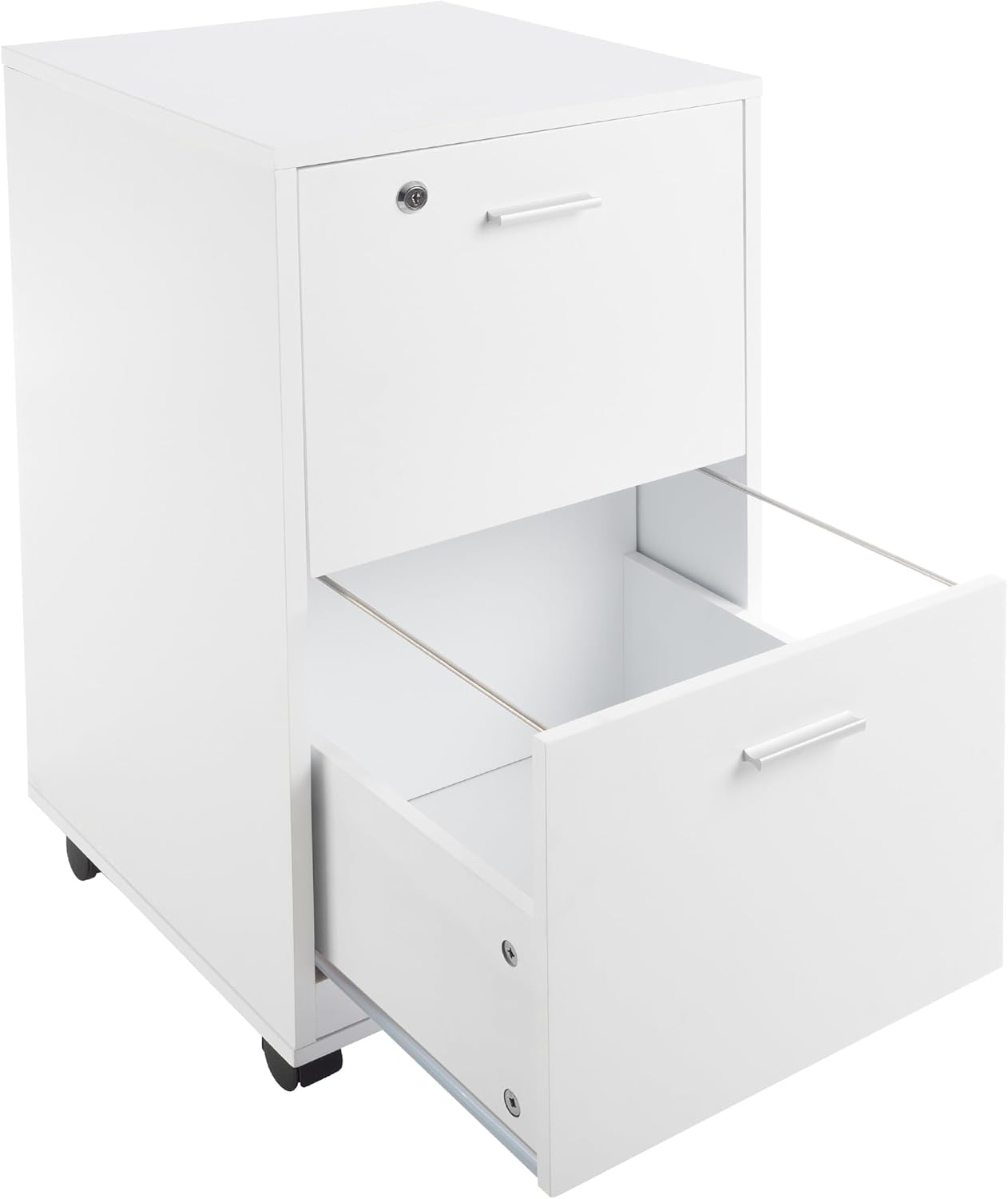 Lavish Home File Cabinet - 2-Drawer Cabinet with Lock and Deep Drawer Storage - Rolling Filing Cabinet for Under The Desk, Home, or Office (White)