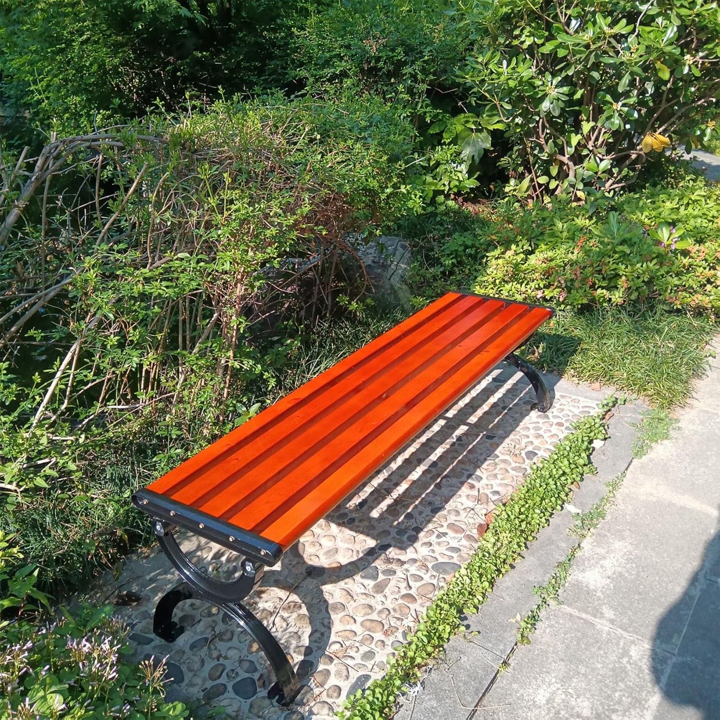 Outdoor Park Bench, Wooden Bench, Outdoor Patio, Leisure Bench, Suitable for Lawn, Porch, Pathway, 150 x 40 x 38 cm