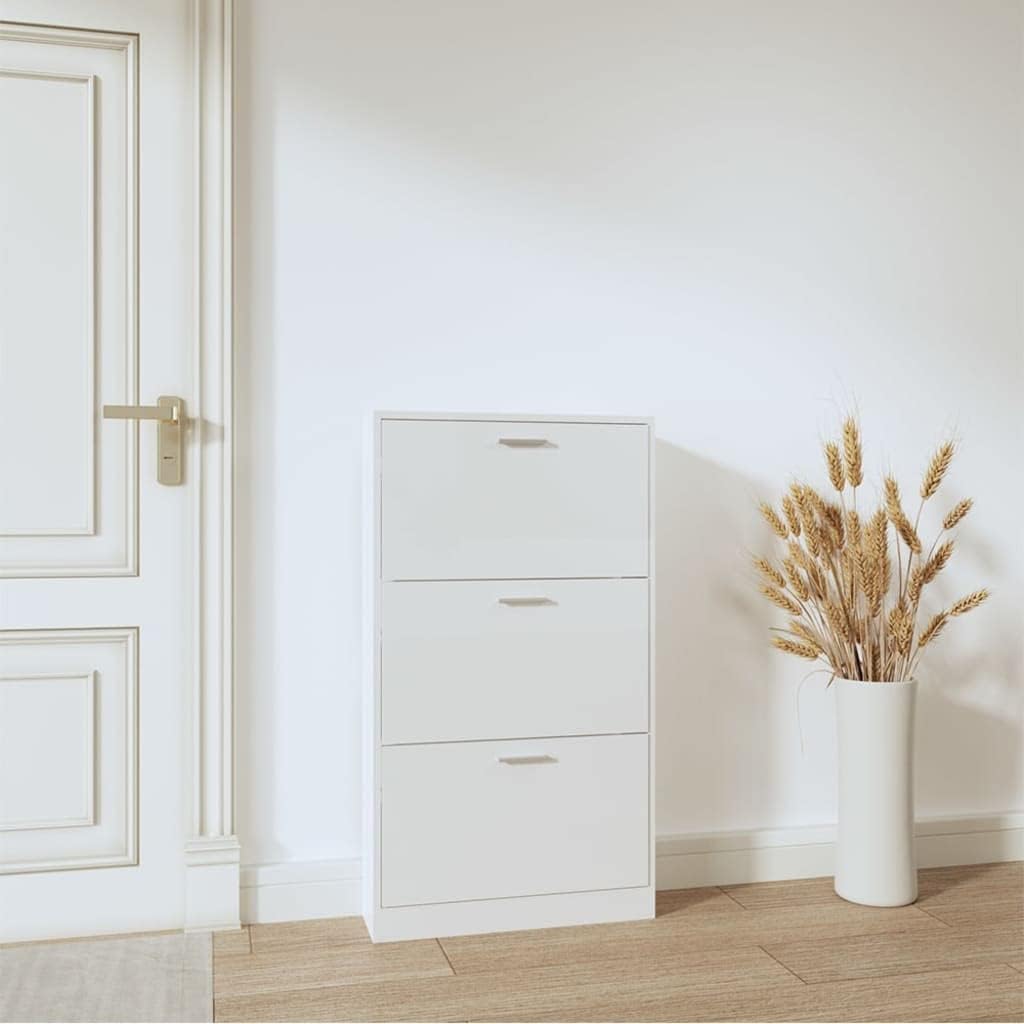 Shoe Cupboard High-Gloss White 59 x 17 x 108 cm