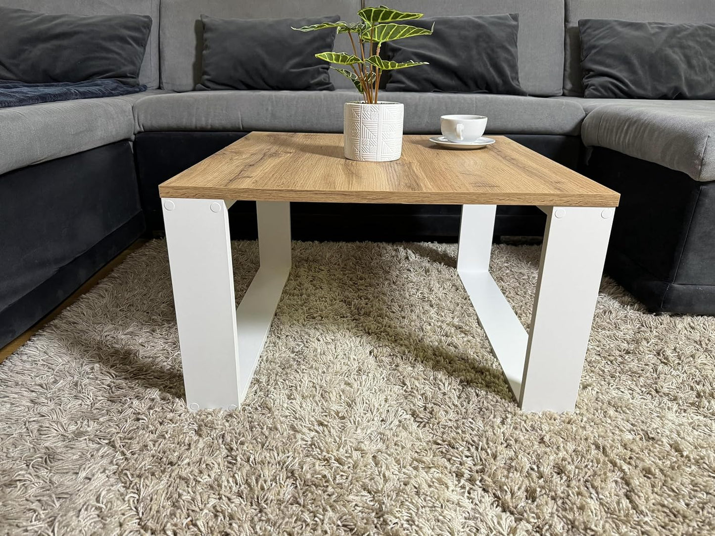 Mex-System Clif Small Coffee Table, Living Room Table, Side Table, 65 x 65 x 40 cm, Square Coffee Table, Ideal for Living Room, Room and Office, Smart Living Living Living Room Table, Modern, Wotan