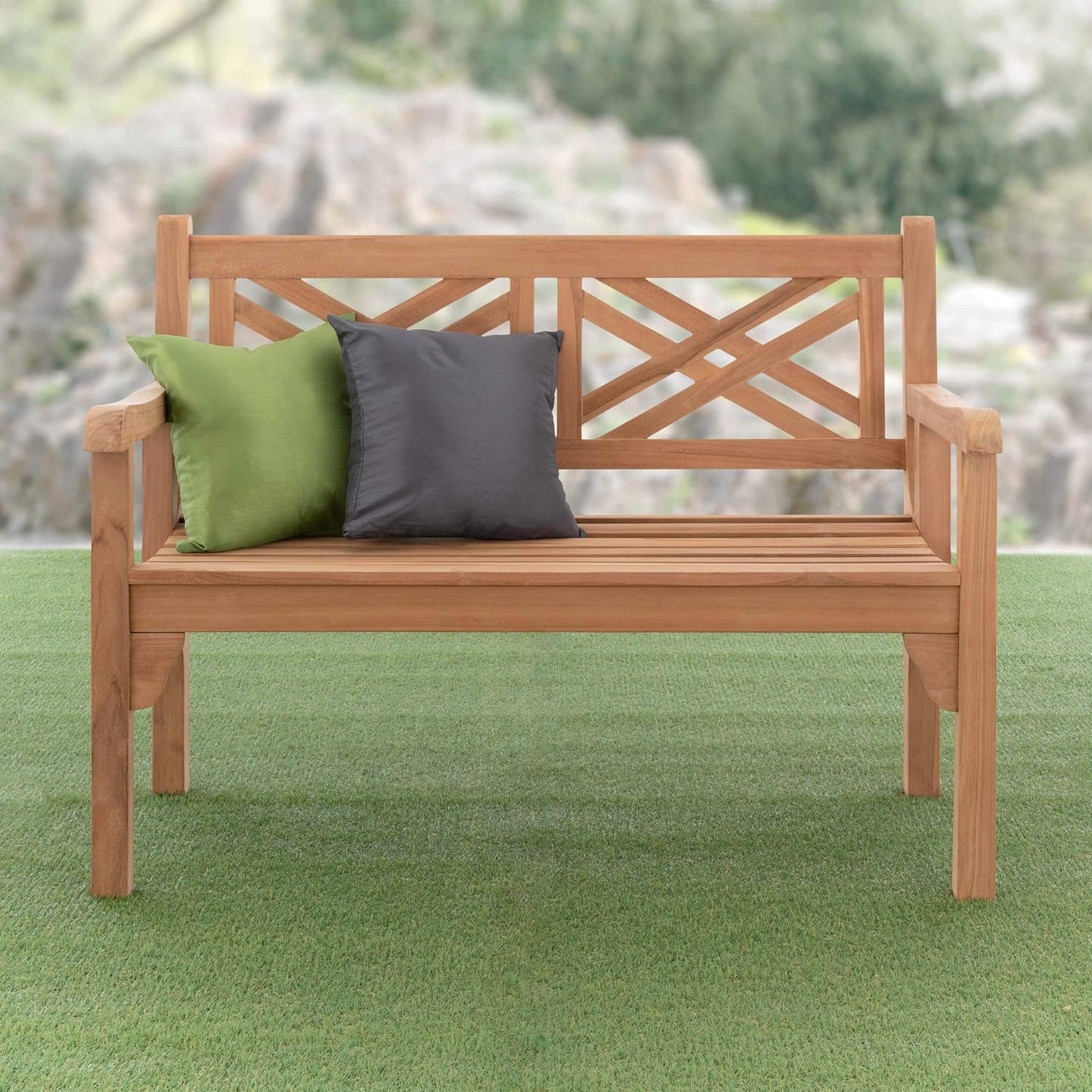 2-Seater Folding Park Bench 120 x 61 x 91 cm Foldable Garden Bench Teak Wood Treated High Quality Solid Pure Handmade Weatherproof Frisian Bench